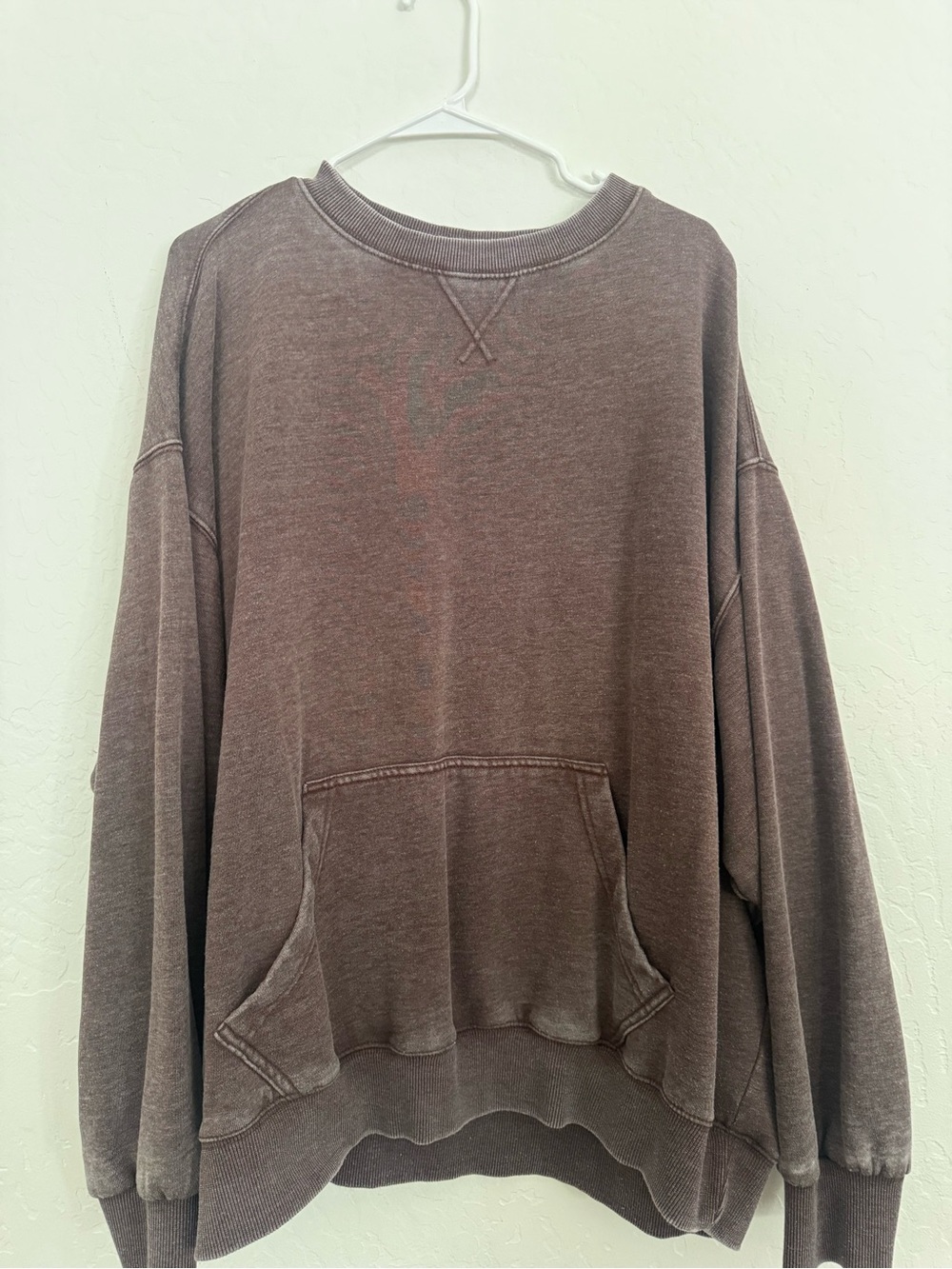 Free People Washed Brown Crewneck Sweatshirt
